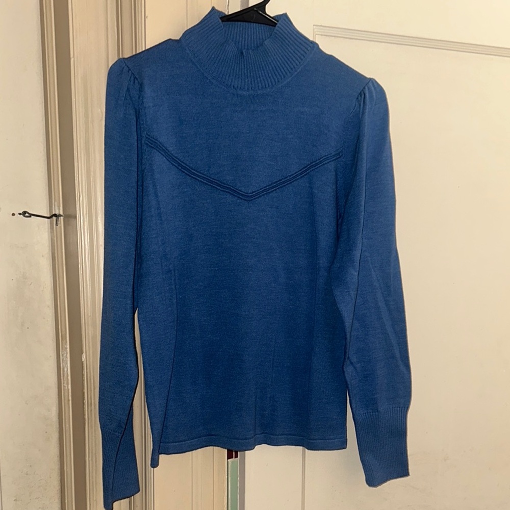 Blue Turtleneck Sweater